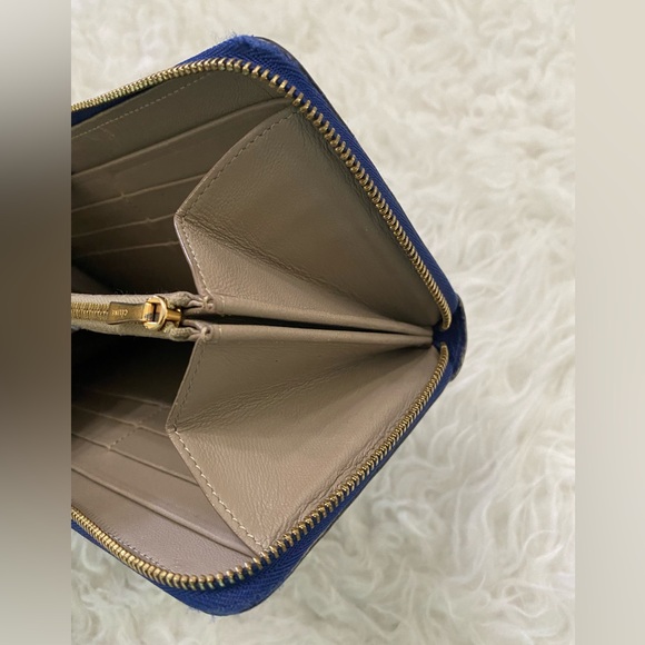 CELINE Drummed Large Zip Around Multifunction Wallet Indigo - Picture 10 of 13